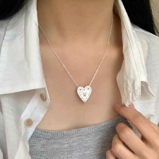 S 925純銀ダイヤモンド愛のネックレス女性レトロ韓国ins風シンプルで高級感のあるニッチなデザイン鎖骨チェーン