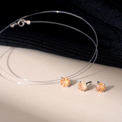 s 925スターリングシルバーフラッシュ花火カットカラージルコニアネックレス人魚の涙ジルコニア透明フィッシュライン鎖骨チェーン早春アクセサリー