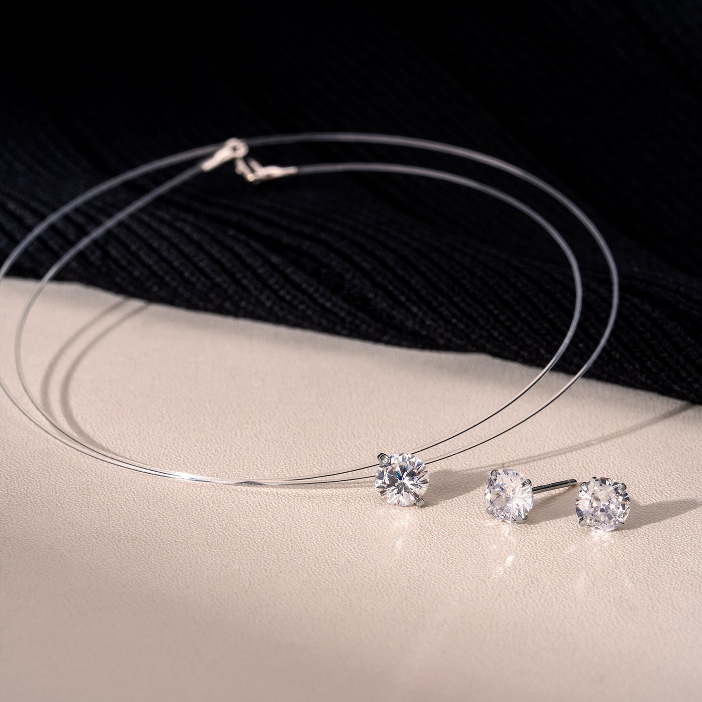 s 925スターリングシルバーフラッシュ花火カットカラージルコニアネックレス人魚の涙ジルコニア透明フィッシュライン鎖骨チェーン早春アクセサリー