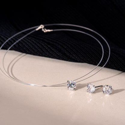 s 925スターリングシルバーフラッシュ花火カットカラージルコニアネックレス人魚の涙ジルコニア透明フィッシュライン鎖骨チェーン早春アクセサリー