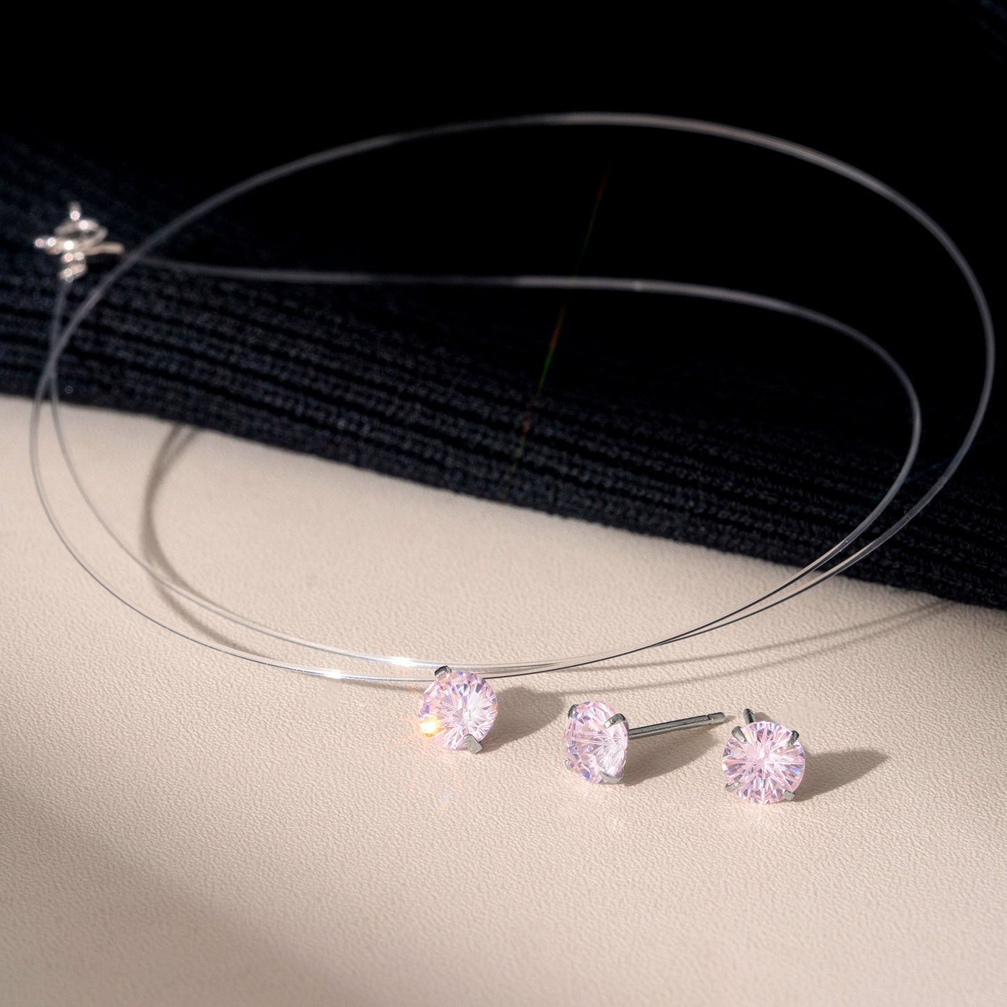 s 925スターリングシルバーフラッシュ花火カットカラージルコニアネックレス人魚の涙ジルコニア透明フィッシュライン鎖骨チェーン早春アクセサリー
