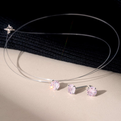 s 925スターリングシルバーフラッシュ花火カットカラージルコニアネックレス人魚の涙ジルコニア透明フィッシュライン鎖骨チェーン早春アクセサリー